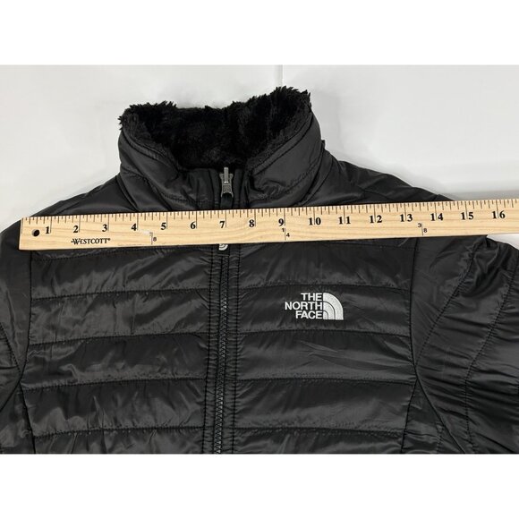 North Face Puffer Reversible Jacket Girl’s Youth XL 18 Cozy Sherpa Fleece Black - Picture 15 of 16